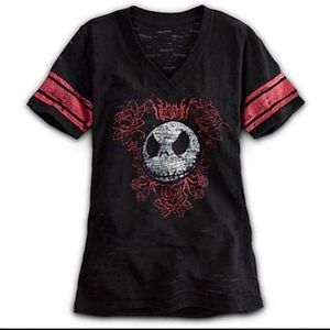 Jack Skellington Women's T-Shirt Disney Parks V-Neck & Fitted
